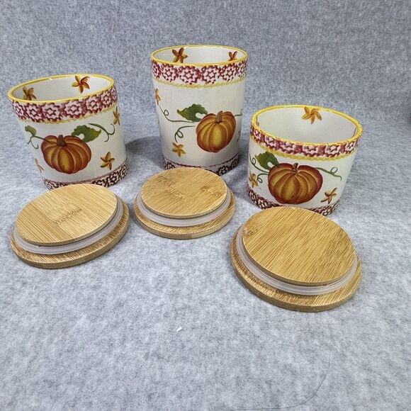 Temp-tations Old World Canister 3 Set Harvest Fall Leaves Acorn Thankful Harvest - Picture 3 of 10